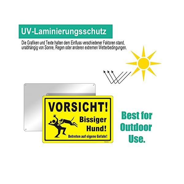 Goodvia Vorsicht Bissiger Hund Schild Aluminium 20 * 30cm, Achtung Hunde Warnschild Beware of The Dog Schild… – Bild 4