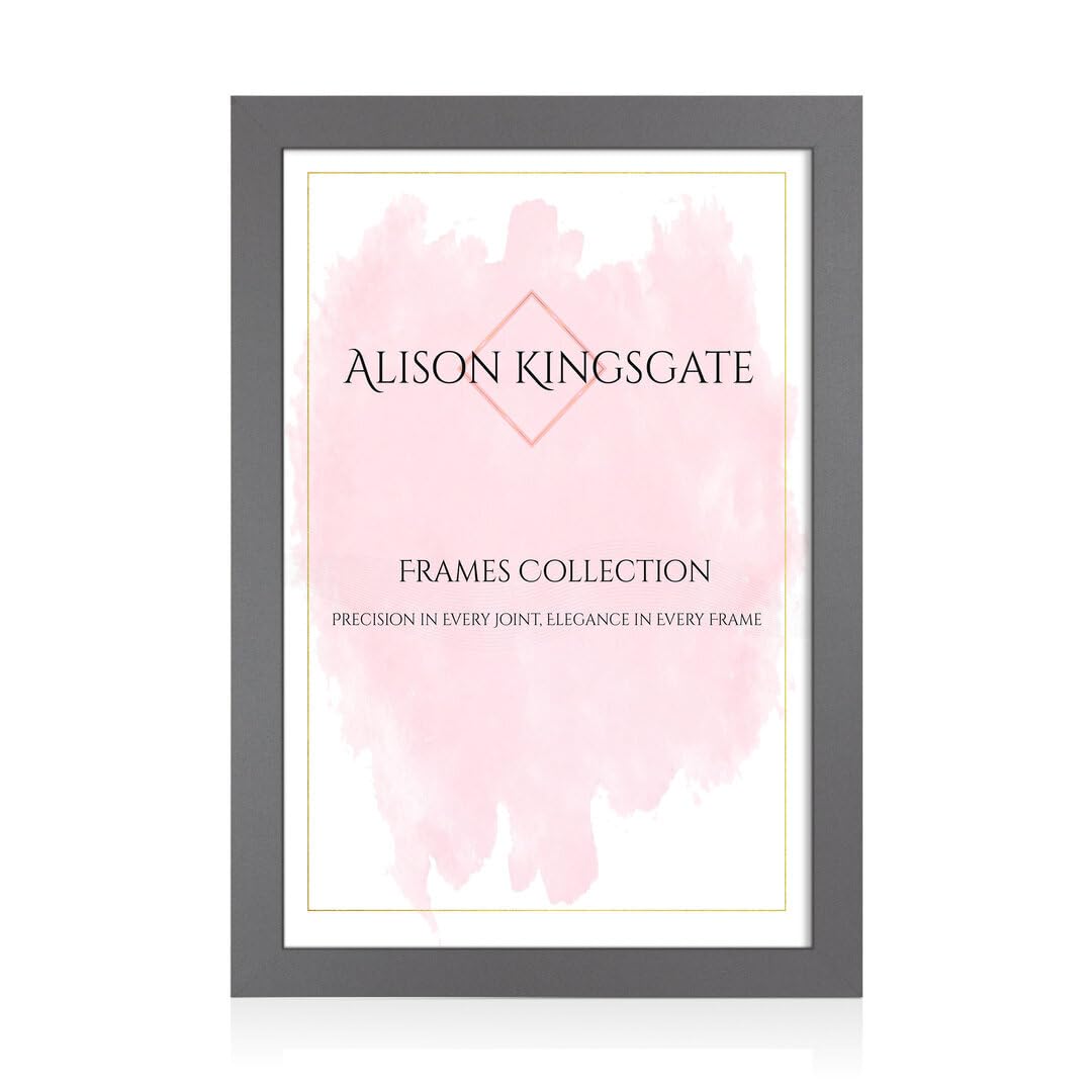 Alison Kingsgate Modern A1 Dark Grey Picture Frames- Engineered Wood Photo Frame with Shatterproof Perspex Front- Ideal for Posters, Certificates & Artwork- Wall Mount or Tabletop Display — image 1