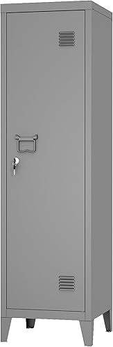 Miniatura 8 de MIOCASA Armario de metal para oficina en casa con puertas y estantes con cerradura, organizador de abrigos para niños (rosa)