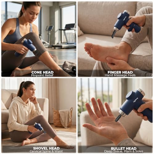 Lifelong Gun Massager 8 Heads 6 Speeds Blue - Image 4