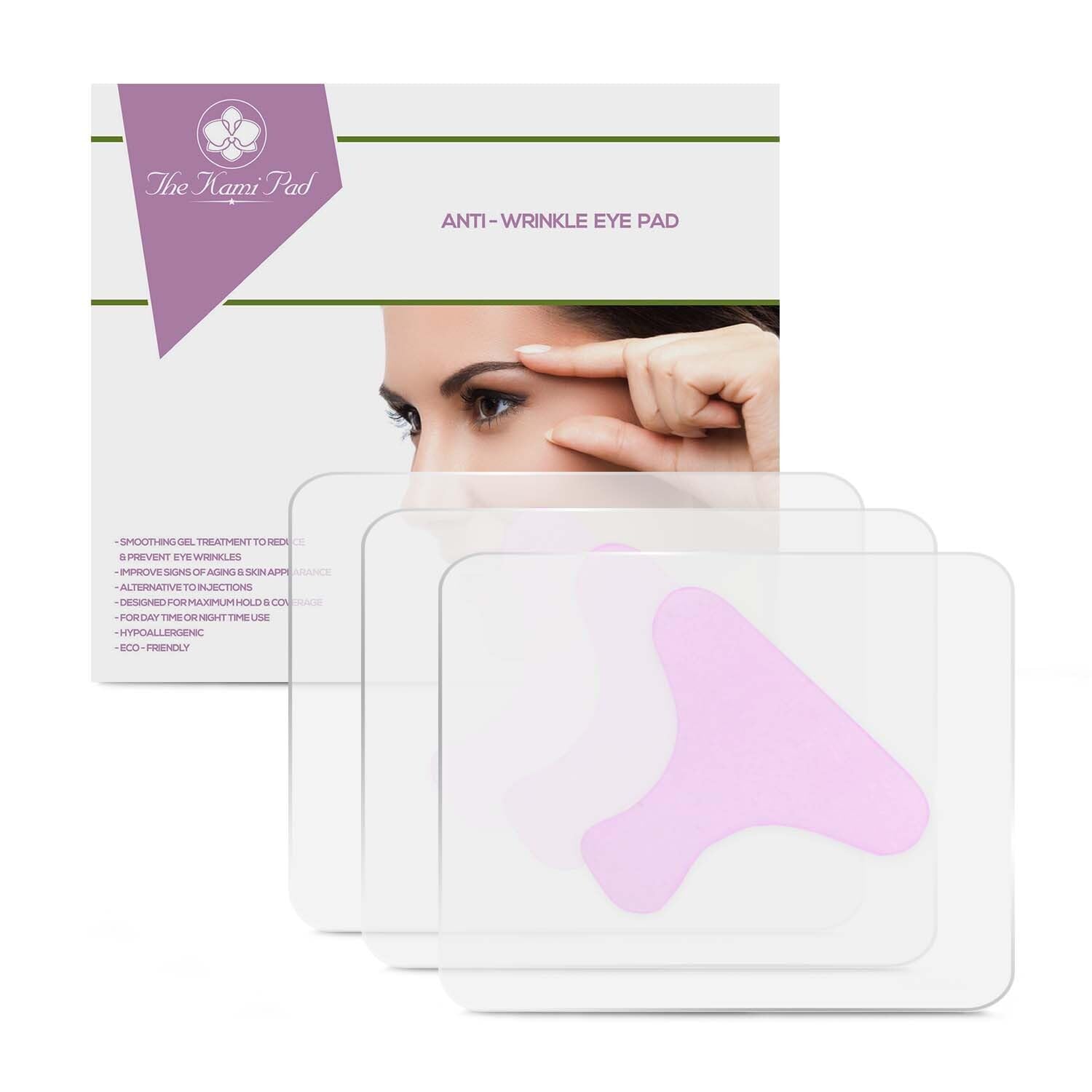 Kami Pure Anti-Wrinkle Eye Pad | silicone eye patches reusable | Smooth & Hydrate Skin | Overnight Under Eye Mask Pads For Dark Circles Collagen Repair | Filler & Injection Alternative | 3 Pairs