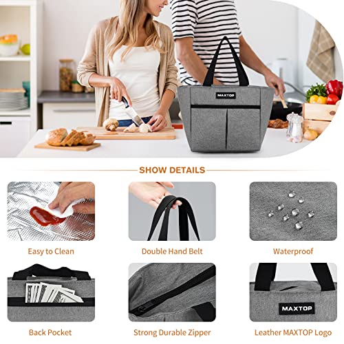 Maxtop Lunch Bags For Women,Insulated Thermal Lunch Tote Bag,Lunch Box With Front Pocket For Office Work Picnic Shopping (Black, Small) #TOP2