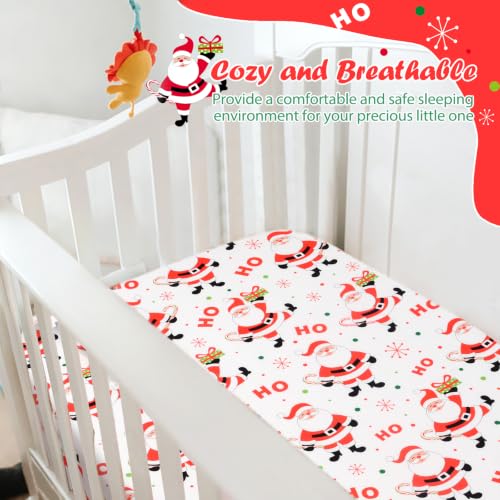 Image of JISEN Christmas Fitted Crib Sheets for Boys Girls 52x28 Inch Santa Claus
