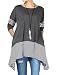 Mordenmiss Women's Stripes Asymmetry Hem Tunics Blouse with Pockets 2XL Dark Gray
