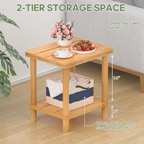 Lejaneoye SJHYZ002 Outdoor Side Table, 2-Tier Small Outdoor Table thumb #3