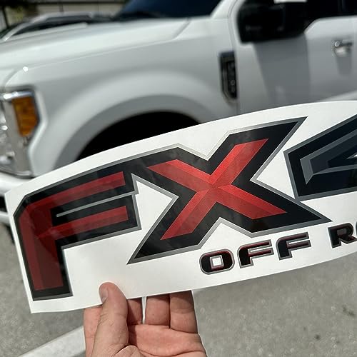 Image of GOLD HOOK FX4 Off Road Decals Compatible with Ford F-150 F-250 F-350 Super Duty - Premium Series Metallic Finish - Set of 2