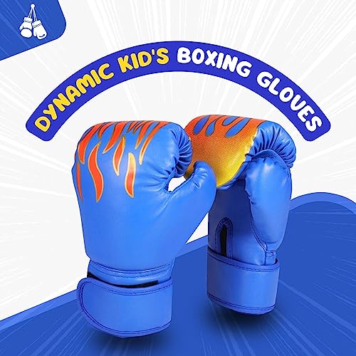 Flexzion Kids Boxing Gloves for 3-8 Years, 4 oz Fire Blue Sparring Gloves for Children's Kickboxing, MMA, Muay Thai Training - Image 2
