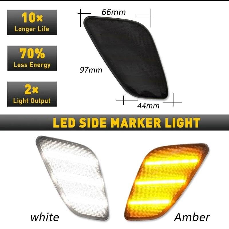 Générique Lampe De Clignotant Feux Latéraux Dynamiques LED Ambre Pour Jeep Pour Wrangler TJ 1997 – 2006 Clignotants Avant De Voiture 2 Pièces(Smoked B)