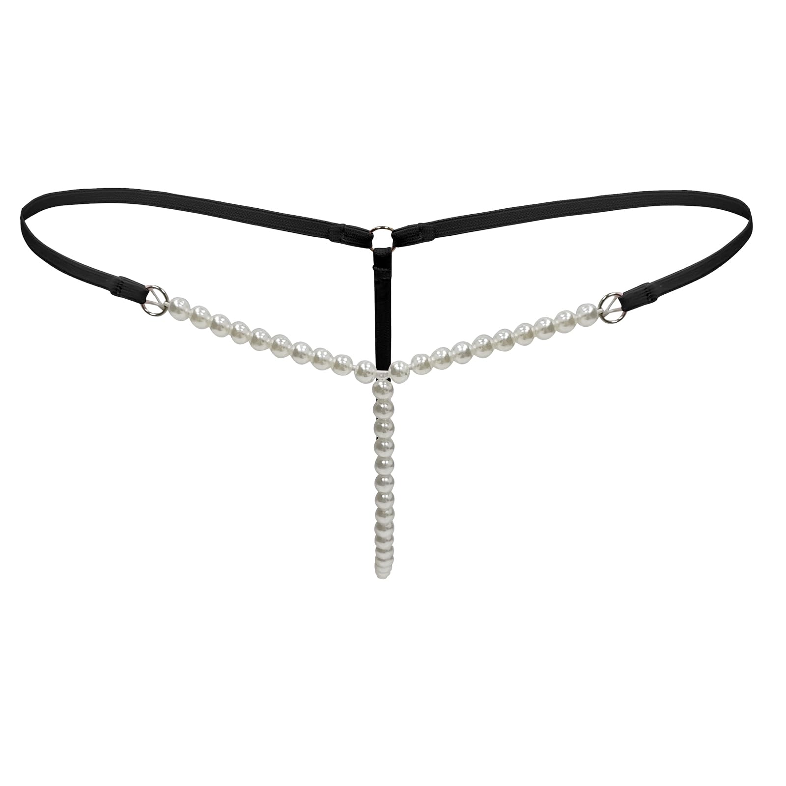 TAIKMDWomen's Pearls G-Strings Low Waist Underpants Bikini Thongs Underwear String Knickers Briefs Panties