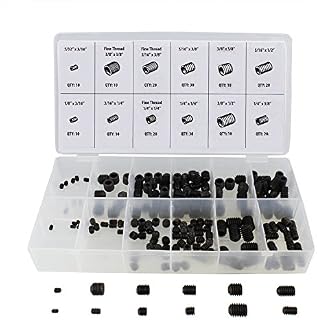 ABN Set Screw 200-Piece Assortment Set – Standard SAE Hex Allen Head Grub