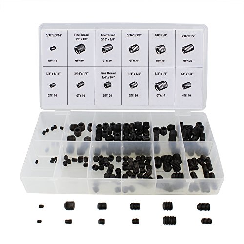 ABN Set Screw 200-Piece Assortment Set – Standard SAE Hex Allen Head Grub