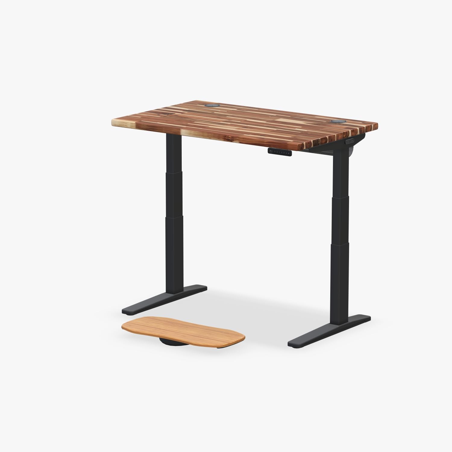 UPLIFTDESK Acacia Butcher Block 48 x 30 inch Standing Desk 2-Leg V3 Adjustable Stand Up C-Frame Black Advanced