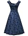 MUXXN Women's 1950s Scoop Neck Off Shoulder Cocktail Dress(M,Blue)