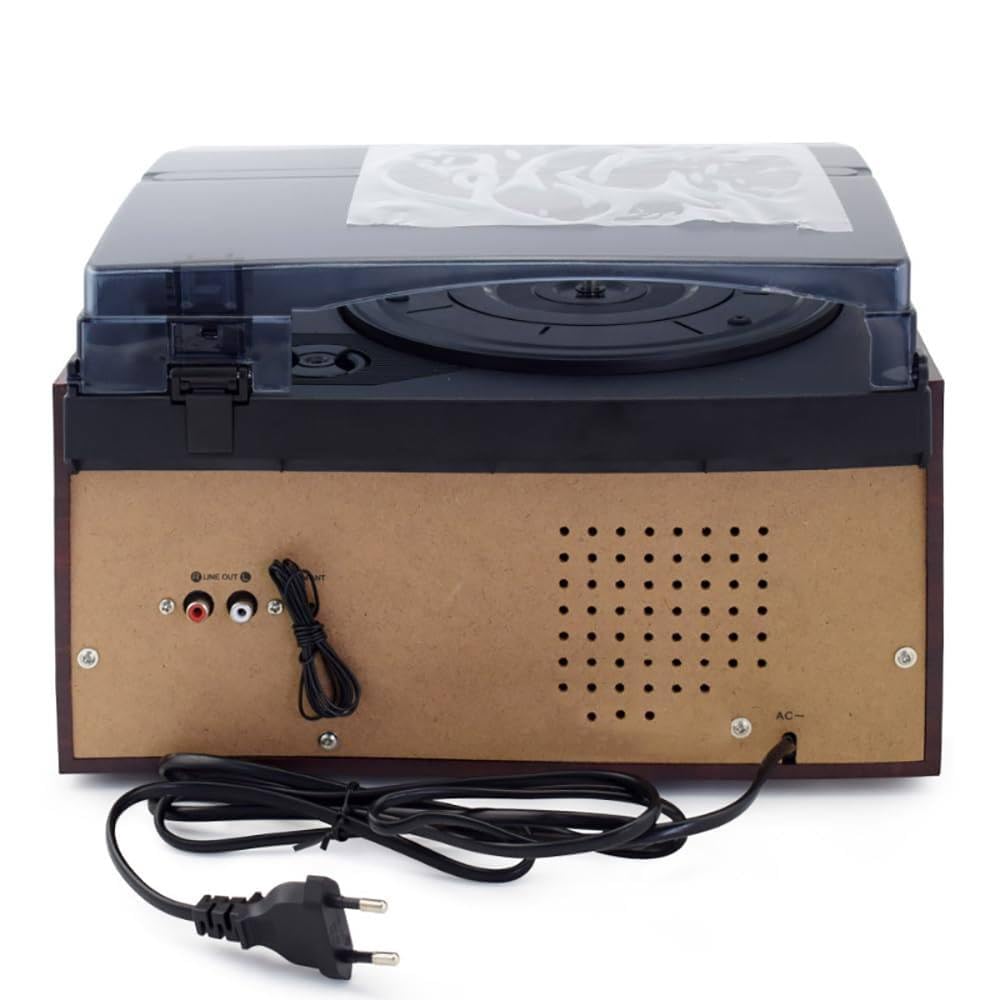 Retro Gramofon Bluetooth Z Wbudowanymi Głośnikami, Odtwarzacz CD I Kaset - Mniej Hałasu, Matowa Osłona Przeciwpyłowa, 3-Biegowy Gramofon, Do Rozrywki