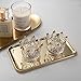 IMEEA Small Gold Vanity Tray Rectangle Satinless Steel Little Jewelry Tray Bathroom Tray Storage Organizer Makeup Cosmetic Organizer Trays, 8 x 4.6 inch