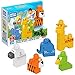 MEGA Bloks GWP97 - Safari Tiere Bauset mit 14 großen Bausteinen, zum Bauen von Tukan, Tiger, Giraffe, Elefant und Zebra, Spielzeug ab 1 Jahr
