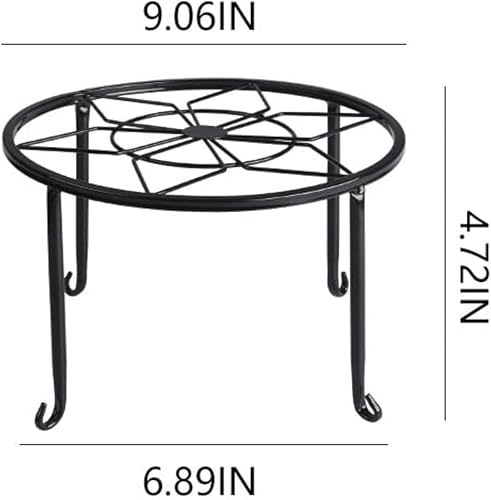 Miniatura 2 de Paquete de 4 soportes de metal negro para macetas de piso para plantas de interior y exterior de 23 cm, soporte para macetas de flores resistente,