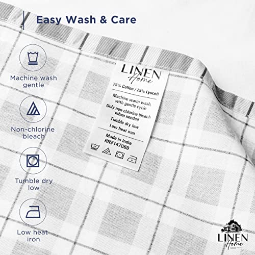 Image of Linen Home Cotton Lyocell Blend Percale Sheet Set Twin Size - 3 Piece Deep Pocket Bedding, Pre-Washed & Shrunk, Crisp Cooling Fabric, Fade-Resistant, Hotel Luxury, Wrinkle-Free - Polka Charcoal