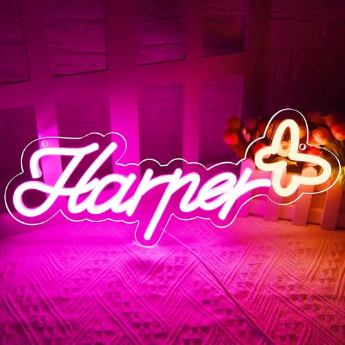 Image of Harper Name Neon Sign,LED Name Neon Light for Kids Bedroom,Birthday Party Decoration,Neon Sign Customizable for Wall Decor,Perfect Surprise for Girls,Size 15 * 6.3 inches(JTD0176)