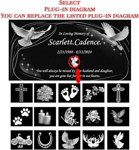 Image of Customized Memorial Granite Stone,Headstones for Graves,Garden Memorial plaques for Outdoors,Cemetery Marker,Memorial Stones for Loved Ones, Memorial Plaques for Outdoor