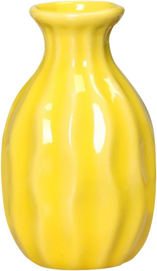 Gysad Yellow Ceramic Flower Vase, Small Modern Decorative Glaze Vases for Home Living Room Wedding Decoration Ornament