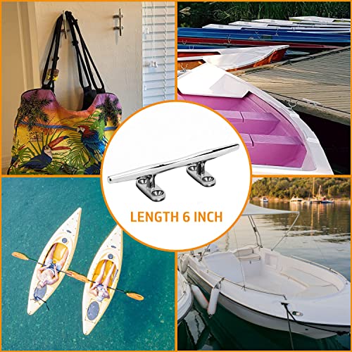 Yusove Boat Cleats 6 Inch 316 Stainless Steel Marine Cleat,Mooring Accessories,Boat Dock Deck Cleat,Pack Of 4 #TOP4