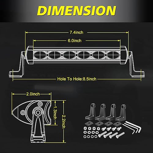 Image of 7 Inch LED Light Bars 36W Spot Slim Single Row Light Bar Pods | Off Road Driving Light Pods Work Lights LED Backup Lights Fog Lights 2Pcs for Trucks Pickup Motorcycle SUV UTV ATV Dirt Bike