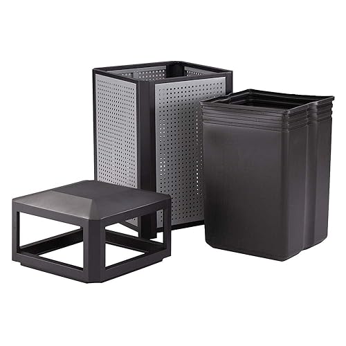 Miniatura 10 de Safco Products Evos - Bote de basura para exteriores e interiores con panel de acero galvanizado perforado 15 galones color negro