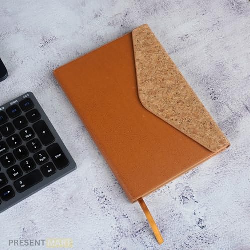 Image of Leather Hard Bound Notebook A5 Journal Diary For Office Use With Mobile & Card Holder Or Pen Loop Dairy For Personal |Ruled Pages With Strap Bookmark Journal Notebook (B150)