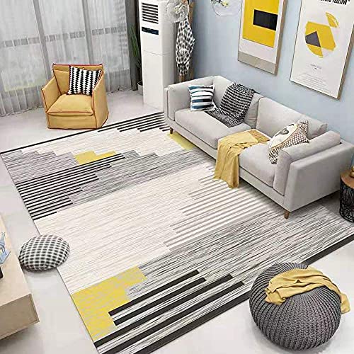 Alfombras Salon 160X230 Pelo Corto Rayas Amarillas Marca IOWLDMW
