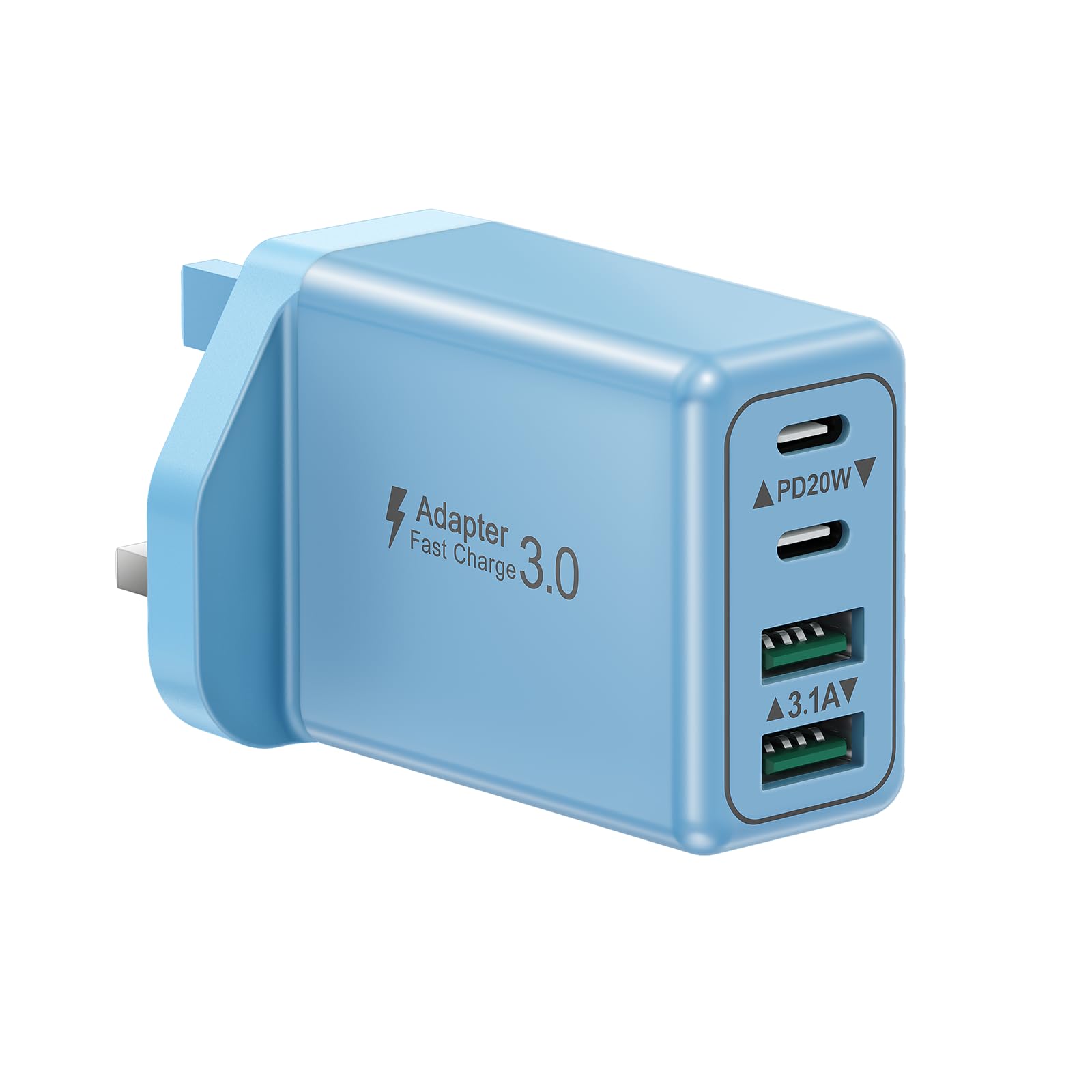 USBC Plug UK, 40W 4 Port USB Plug Fast Charger Dual USB-C Power Adapter+ QC USB Wall Plug, Multi Mains Charger Plug, Type C Charging Plug for iPhone 17 16 15 14 13 12 11 Pro Max Plus XS, Samsung — view 7