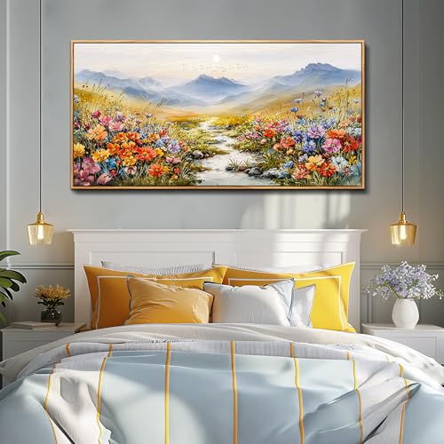 XIGUANGART Large Framed Wall Art for Living Room Canvas Prints, Farmhouse Nature Floral Botanical Wall Decor, Colorful Flower Market Modern Home Decor Oil Paintings Bathroom Decor Aesthetic 30"X60" by XIGUANGART - Used condition - Image 9