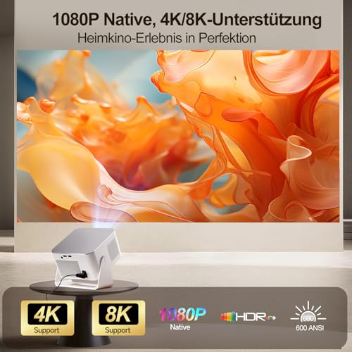 Magcubic Magcubic Mini Beamer 4K & 8K 1080P Unterstützt, Projektor Tragbarer mit WiFi 6 Bluetooth 5.4, Autofokus 6D Auto-Trapezkorrektur, 12W Lautsprecher, 180° Dreh Smart Beamer Heimkino HY350MAX - Detailansicht 2 | Tages Deals