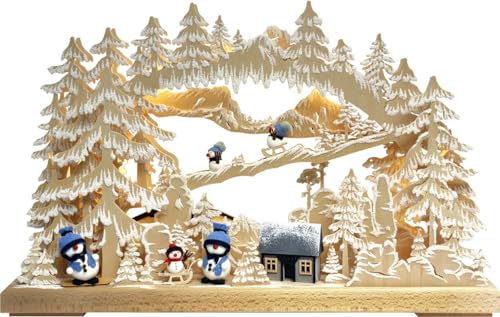 Ratags 3D Candle Arch Happy Snowman - 43x30cm / 17x15inch - Authentic German Erzgebirge Candle Arches