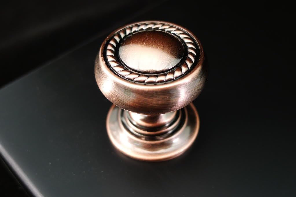 Ultra Grade URBN Traditional 1 Inch Ribbon Patterned Round Cabinet Knob, Red Bronze Finish (Pack of 4)