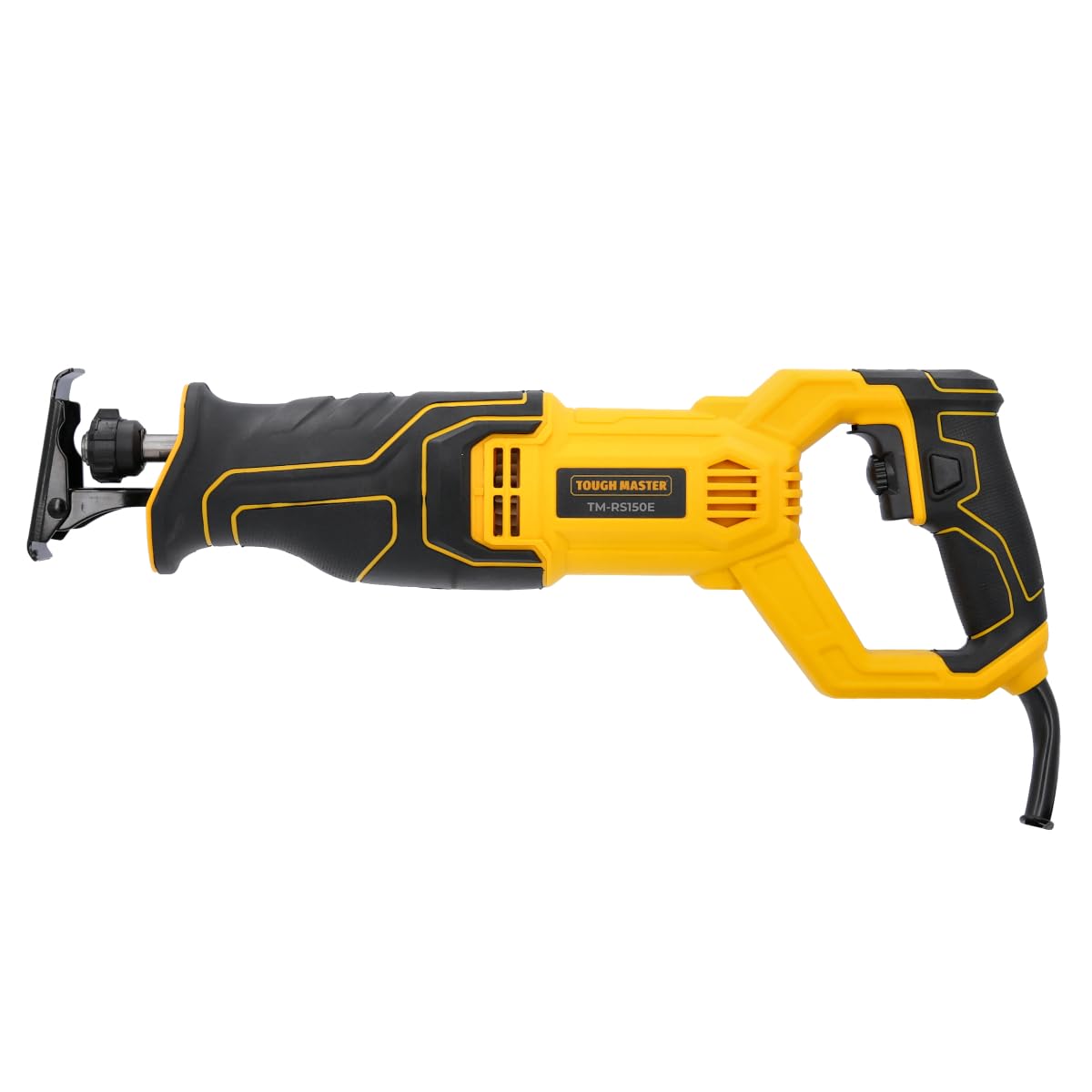 Tough Master Black & Yellow Reciprocating Saw 710W With 2 Blades 2800Rpm Variable Speed Tool-Free Blade Change Electric Corded Sabre Saw For Wood Metal Cutting