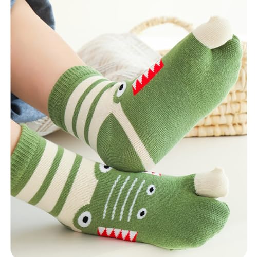 5 Pairs Kids Cotton Two Big Toe Tabi Flip Flops V Socks Cute Cartoon Animals Socks for Boys Girls 3-12 Years4