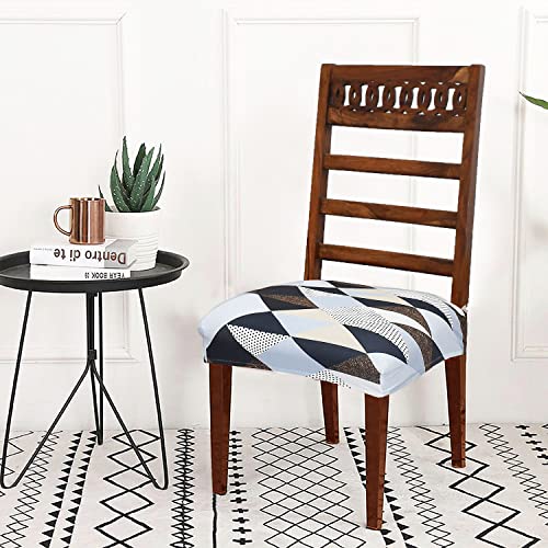 Image of Magical Universal Dining Chair seat Cover Set of 4 Seater pcs are Easily Washable Strechable and Comfortable for Dining Room Home Decor Slip Cover P.2 (Set of 8, Black Check)