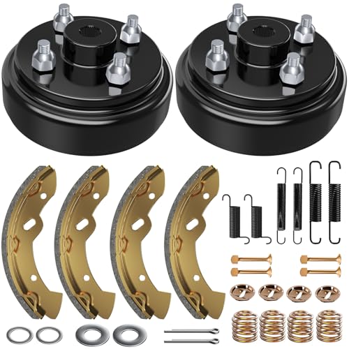 EZGO Brake Drum Kit for TXT 1996-Up Electric VehiclesGolf Cart Brake Hub Drum Repair Kit Includes EZGO TXT Brake Drum/Hubs&Brake Shoes&Brake Spring Kit OEM Replace#19186G1 70794G01 70795G01