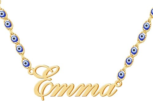 DayOfShe Collar personalizado con capas de mal de ojo, chapado en oro real de 18 quilates, gargantilla de tercer ojo con nombre, joyería de Navidad,