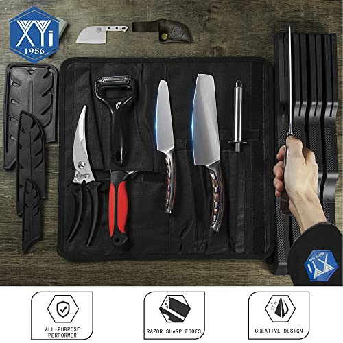 Xyj Authentic Since 1986,Professional Knife Sets For Master Chefs,Chef Knife Set With Bag,Case,Block,Culinary Kitchen Butcher Meat Cleaver,Chopping,Utility,Fruits,Cooking Cutting,Stainless Steel #TOP6