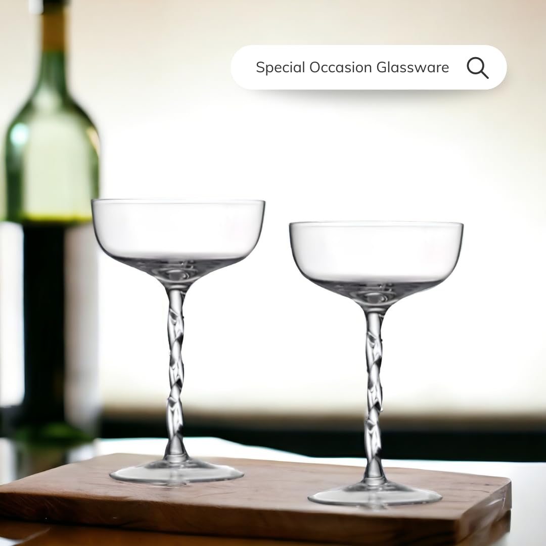 Vasos de cóctel de cristal, juego de 4, elegantes copas para fiestas y ocasiones especiales, grandes, transparentes, NC-004