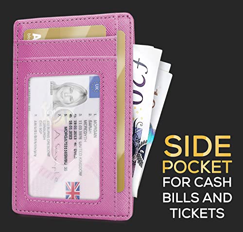 Portafoglio Donna Slim - Piccolo Portafoglio Sottile Donna Rfid - Porta Carte Di Credito Con Taschina Per Soldi E Confezione Regalo, Mini Portafogli Uomo E Donna, Card Holder Wallet - Rosa - 3