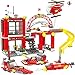 Liberty Imports City Fire Station Building Blocks Set | Marine Fire Rescue Toy Bricks Kit with Emergency Firefighter Patrol Ships & Helicopter | Storage Box with Baseplates Lid for Kids