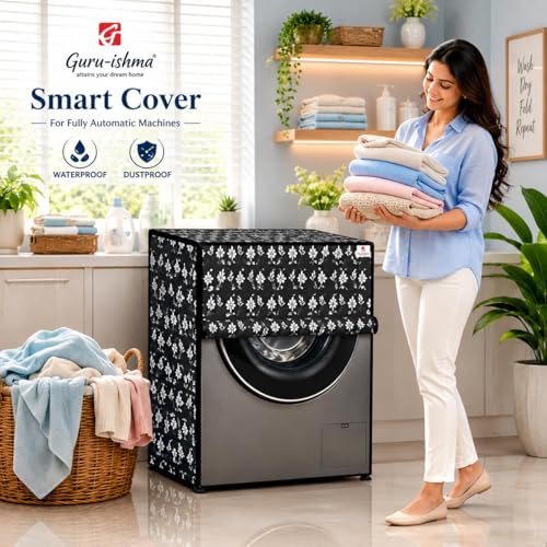 Image of Front Load Fully Automatic Washing Machine Cover for 8.5kg to 10kg | Waterproof & Dustproof Polyester Cover with Zip Closure | Suitable with Samsung, IFB, LG, Bosch & More (67 x 67 x 87 cm)