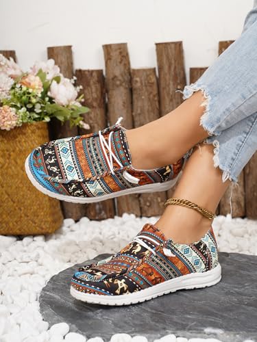 Unisex Loafers for Men & Women – Wide Width Slip-On Aztec Print Boat Deck Shoes, Lightweight Comfort Walking Shoes (US 6-11)3