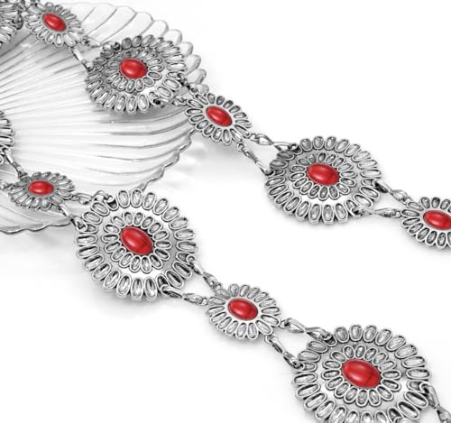 Image of Women's Concho Chain Belt Western Cowgirl Metal Waist Chain Belt for Dress