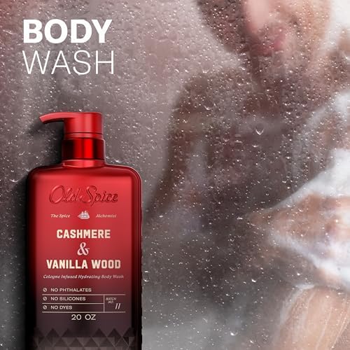 Old Spice Body Wash for Men, The Spice Alchemist Collection, 24/7 Cologne Infused Hydration, No Trade Off Formula, Free of Phthalates Silicones & Dyes, Cashmere + Vanilla Wood Scent, 20 oz - 4
