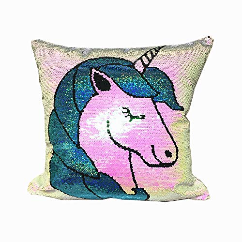 Magic Double Colors Reversible Sequin Mermaid Lumbar Pillow Case Glitter Sofa Throw Cushion Cover?15.7 * 15.7 40 * 40cm? (Unicorn)