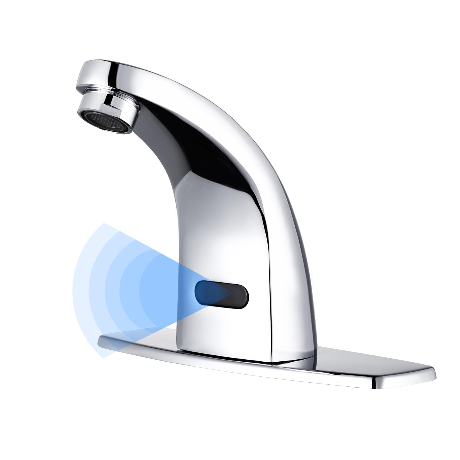 Rubinetto con sensore, sensore a infrarossi automatico, rubinetto per bagno, rubinetto senza contatto, con valvola di miscelazione dell'acqua calda e fredda, per cucina e bagno, cromato